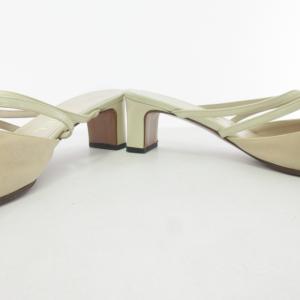 CHANEL ココマーク ミュール サンダル シューズ ストラップ付 イタリア製 シルバー金具 ベージュ 37