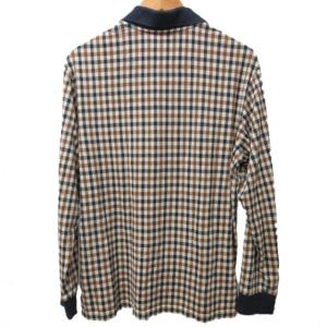 Supreme ×AQUASCUTUM コラボ ポロシャツ チェック 長袖 M ブラウン ネイビー ベージュ