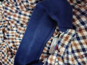 Supreme ×AQUASCUTUM コラボ ポロシャツ チェック 長袖 M ブラウン ネイビー ベージュ