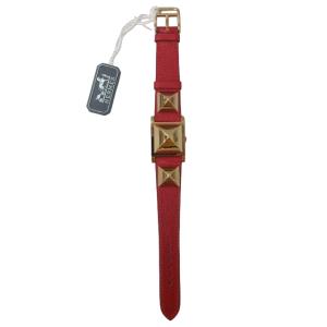 MEDOR 腕時計 スタッズ レザー レッド