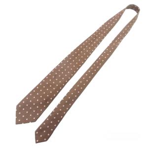 LUIGI BORRELLI 美品 ネクタイ ビジネス シルク100％ 総柄 イタリア製 茶色 ブラウン 0617