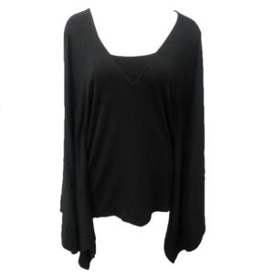美品 オーバーサイズ ポンチョ プルオーバー カットソー ストレッチ有 変形袖 黒 ブラック M 0617