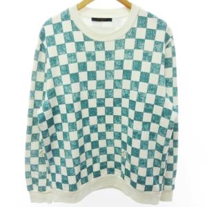 21AW ダミエプリンテッドスウェット ジャイアントダミエ 総柄 ロゴ 白 緑