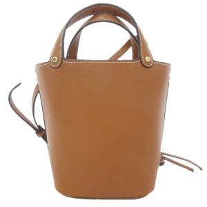 TORY BURCH ミラーホーボー 2WAY レザーショルダーバッグ ロゴチャーム付 ゴールド金具 ブラウン