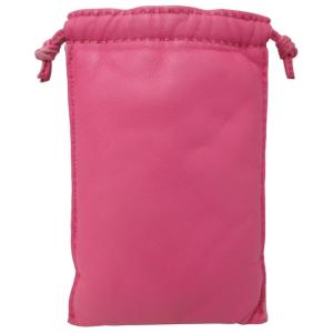 ポシェット ピロー 巾着 レザー ポーチ フランス製 ローズティリアン ピンク