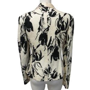 ARMANI COLLEZIONI リボン シルク混 テーラード ジャケット ブレザー 総柄 白系 ホワイト 黒 ブラック 40 約L 0710