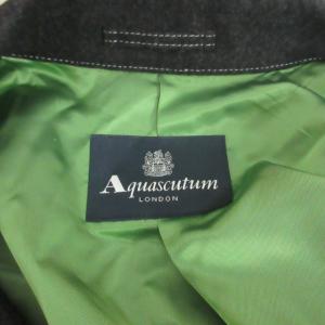 Aquascutum 美品 テーラードジャケット ブレザー ダブル ベルト付き ダークグレー系 ブラック 8 約M 0815