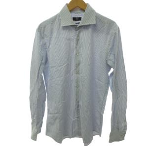 HUGO BOSS Yシャツ 2点セット ストライプ 長袖 白 ホワイト 青 ブルー 紫 パープル 41 42 約L-XL 0828