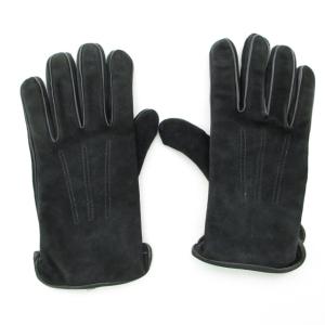 GIORGIO ARMANI レザーグローブ 手袋 スエード イタリア製 黒 ブラック M 0703