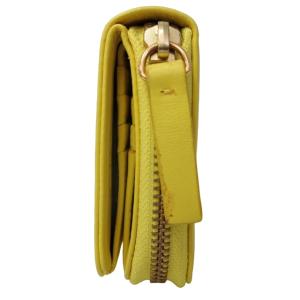 ASPESI タグ付き 二つ折り 財布 コンパクト ジップウォレット レザー 牛革 本革 イタリア製 黄 イエロー 0711