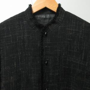 JURGEN LEHL ノーカラージャケット ツイードジャケット 総柄 J0174FJ641 黒 ブラック M 0718