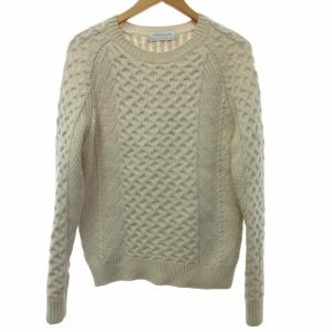 フィッシャーマン ニット ケーブル セーター ウール 長袖 アイボリー系 XSサイズ 0726 STK