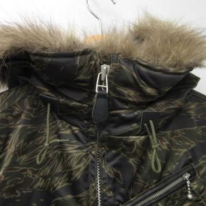 HYSTERIC GLAMOUR モッズコート ミリタリージャケット カモフラ フーデッド ワッペン レザー切替 0134AC03