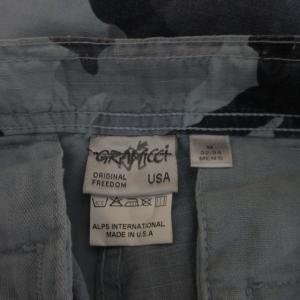 GRAMiCCi USA製 ショートパンツ ハーフパンツ 迷彩 カモフラ柄 グレー 青系 ブルー系 M 0730 STK
