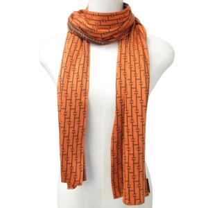 HERMES ストール H柄 シルク オレンジ