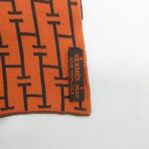 HERMES ストール H柄 シルク オレンジ