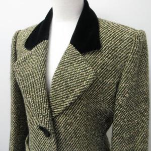 GIVENCHY セットアップ スーツ テーラードジャケット スカート シルク混 ツイード 3B グリーン