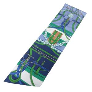 HERMES 大調教術 マキシ ツイリー スカーフ シルク ブルー