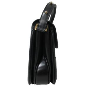 BALLY レザー ハンドバッグ 肩掛け ワンポイントロゴ ゴールド金具 イタリア製  黒 ブラック ゴールド色 0728 GY18