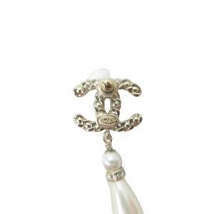 CHANEL ピアス アシンメトリー フェイクパール ココマーク ラインストーン シルバーカラー