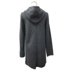 agnes b. フランス製 美品 ニット ロングパーカー フーディ?  ジップアップ ひざ丈 長袖 グレー 1 約M 0804