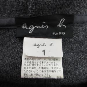 agnes b. フランス製 美品 ニット ロングパーカー フーディ?  ジップアップ ひざ丈 長袖 グレー 1 約M 0804