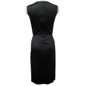 CHANEL P37348V02143 ワンピース ココマーク ビジューボタン ギャザー シルク 34 ブラック