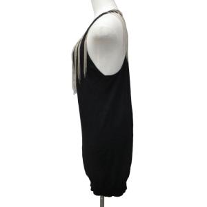 BALMAIN ヴィンテージ ノースリーブワンピース ドレス ウール シルバービーズ装飾 ひざ丈 黒 ブラック 38 約? 0809 GY12