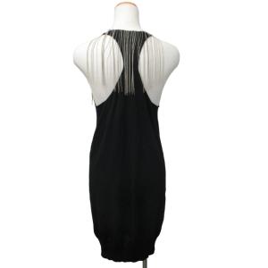 BALMAIN ヴィンテージ ノースリーブワンピース ドレス ウール シルバービーズ装飾 ひざ丈 黒 ブラック 38 約? 0809 GY12