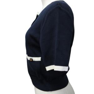 CHANEL BOUTIQUE 94P 90s ヴィンテージ 金ボタン カーディガン ココマークボタン 半袖 紺系