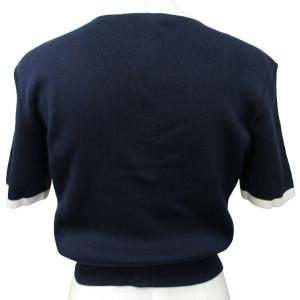 CHANEL BOUTIQUE 94P 90s ヴィンテージ 金ボタン カーディガン ココマークボタン 半袖 紺系
