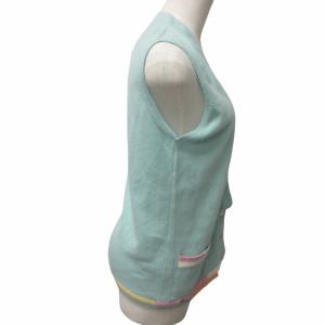 CHANEL 90s 99C ヴィンテージ カシミヤ カーディガン ニット ココマークボタン 38 ブルー系