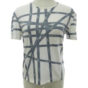 美品 ヴィンテージ マルジェラ期 ボルデュック Tシャツ カットソー ストレッチ リボン柄 総柄 半袖 白系 ホワイト グレー