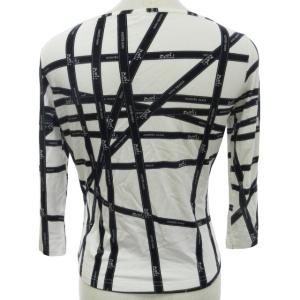 HERMES 美品 ヴィンテージ マルジェラ期 ボルデュック カットソー Tシャツ ロンT リボン柄 ストレッチ 総柄 7分袖 白系 ホワイト