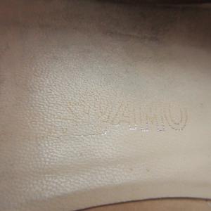 Salvatore Ferragamo ストラップ パンプス ヒール レザー シューズ  冠婚葬祭 黒 ブラック 7C 約24-24.5ｃｍ 0819