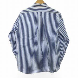 TOMORROWLAND 近年 ストライプシャツ ウール 切替 長袖 青 ブルー 白 ホワイト M 0904 ECM