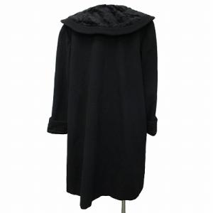 Leilian カシミヤ混 ロングコート ジャケット 黒 ブラック 9 約M 0821 ECM