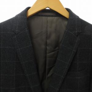 kolor 16AW ウール テーラードジャケット ブレザー チェック柄 センターベント 総裏地 黒 ブラック 2 約M 0911