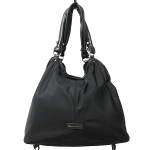 美品 ナイロンハンドバッグ 手提げバッグ 肩掛けバッグ ゴールド金具 黒 ブラック 0915