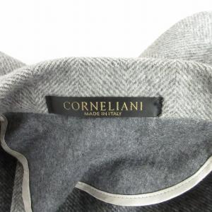 CORNELIANI super110's ウール ヘリンボーン ロングコート ジャケット イタリア製 グレー 46 約S-? 0918