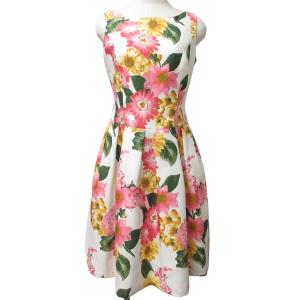 タグ付 近年モデル ワンピース TD-911117 花柄 総柄 白 ホワイト マルチカラー 38 約M-L 0926 IBO44