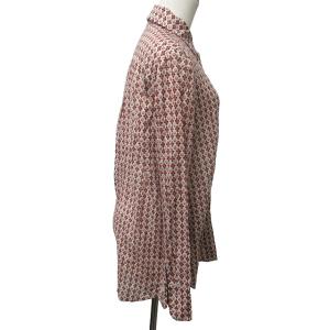 TORY BURCH 美品 シャツ ブラウス 総柄 長袖 白 オレンジ ホワイト 4 XL 1001 WY