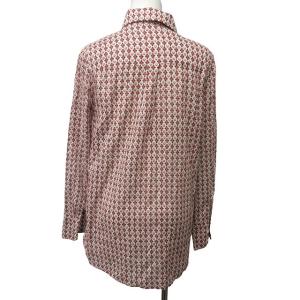 TORY BURCH 美品 シャツ ブラウス 総柄 長袖 白 オレンジ ホワイト 4 XL 1001 WY