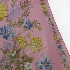 Christian Dior スカーフ 大判ストール 花柄 シルク100% イタリア製 ピンク 1001 WY