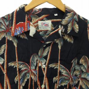 SOPHNET. アロハシャツ 半袖 総柄 ヤシの木 南国 SOPH-100010 紺 ネイビー S 1001