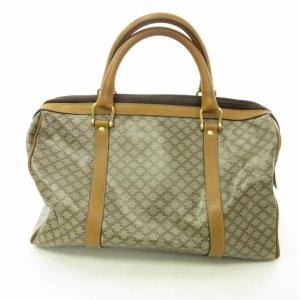 CELINE ヴィンテージ マカダム トリオンフ ボストンバッグ トラベルバッグ PVC レザー ベージュ 茶 ブラウン 1002