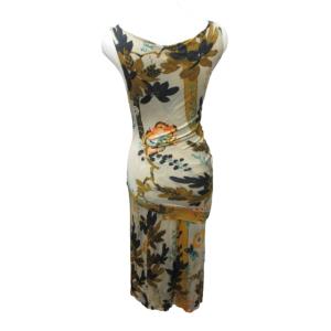 ETRO アシンメトリーワンピース スカート ノースリーブ ストレッチ 花柄 マルチカラー 42 約Mサイズ 1210 IBO44