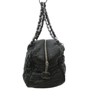CHANEL トートバッグ デカココ ココマーク レザー しわ加工 チェーン ブラック