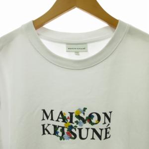Maison Kitsuné 極美品 フラワーズ Tシャツ カットソー ジャージー素材 半袖 ロゴ LM00115KJ0119 白 ホワイト L 1010