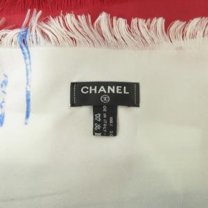 CHANEL シルクスカーフ ストール ショール 大判 フリンジ ココマーク 車柄 ロゴ マルチカラー 1016